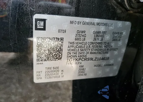 2020 Cadillac Xt6 Premium Luxury z USA, uszkodzony, nr VIN 1GYKPCRS9LZ104619